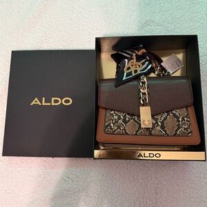 Aldo Brown and Tan Crossbody Bag with Pattern